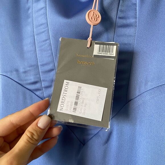 NWT House Of Cb Olivette Periwinkle Satin Maxi Blue Dress Corset Size XS - Picture 15 of 16